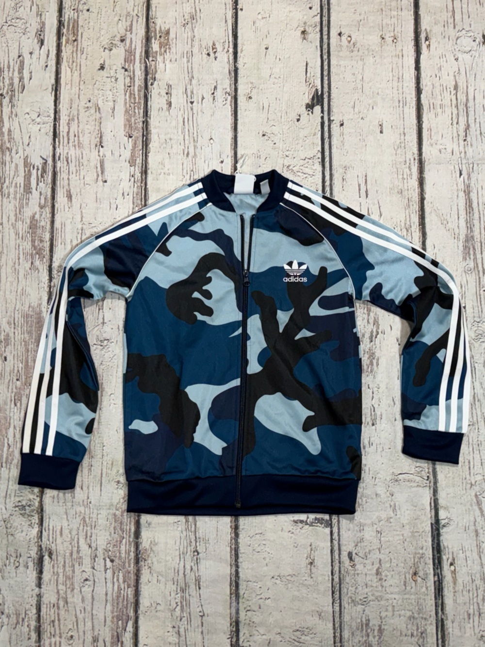 Adidas Trefoil Blue Track Jacket Boys Kids Youth Running Soccer Jacket